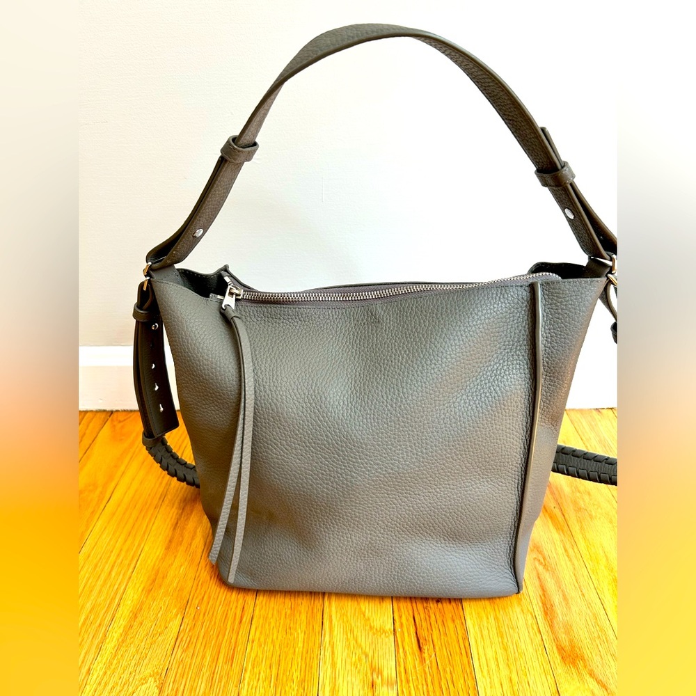 All Saints Gray Hobo Style Handbag